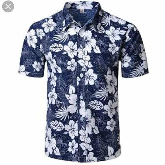 Blusa Florida Branca com Azul e Cinza